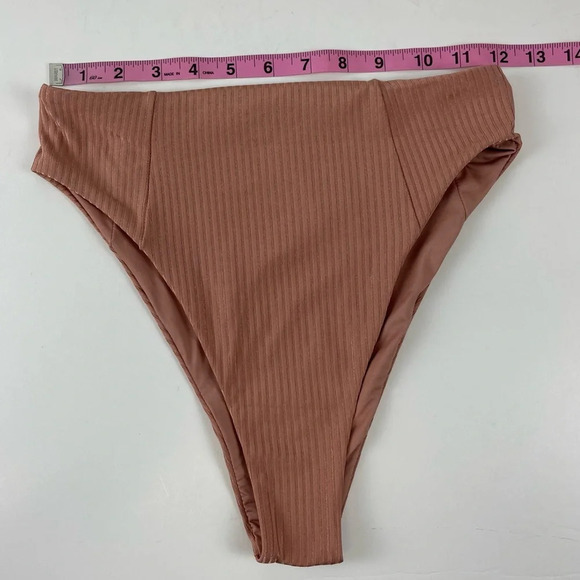 NEW Vitamin A Bikini Bottom Womens Size Medium 8 Pink Striped High Waist NWOT - Picture 7 of 9